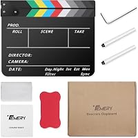 Temery Professzionális Filmklapk 30x25 cm - Akril Csapó Tábla Filmezéshez, Mágnessel, Tisztító Készlettel, Fekete Hollywood Stílusú Videó Ke 8