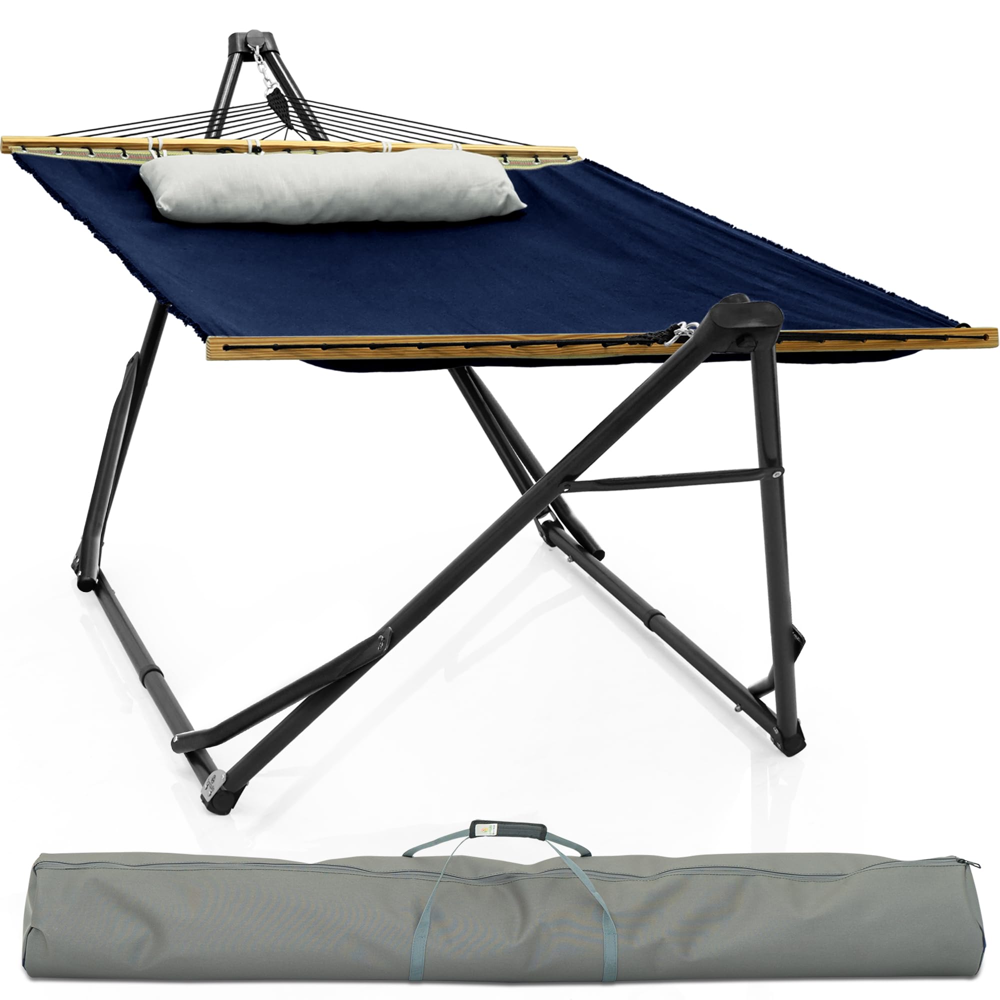 Tranquillo Unity Canvas Hammock with Stand, Family Size, Navy