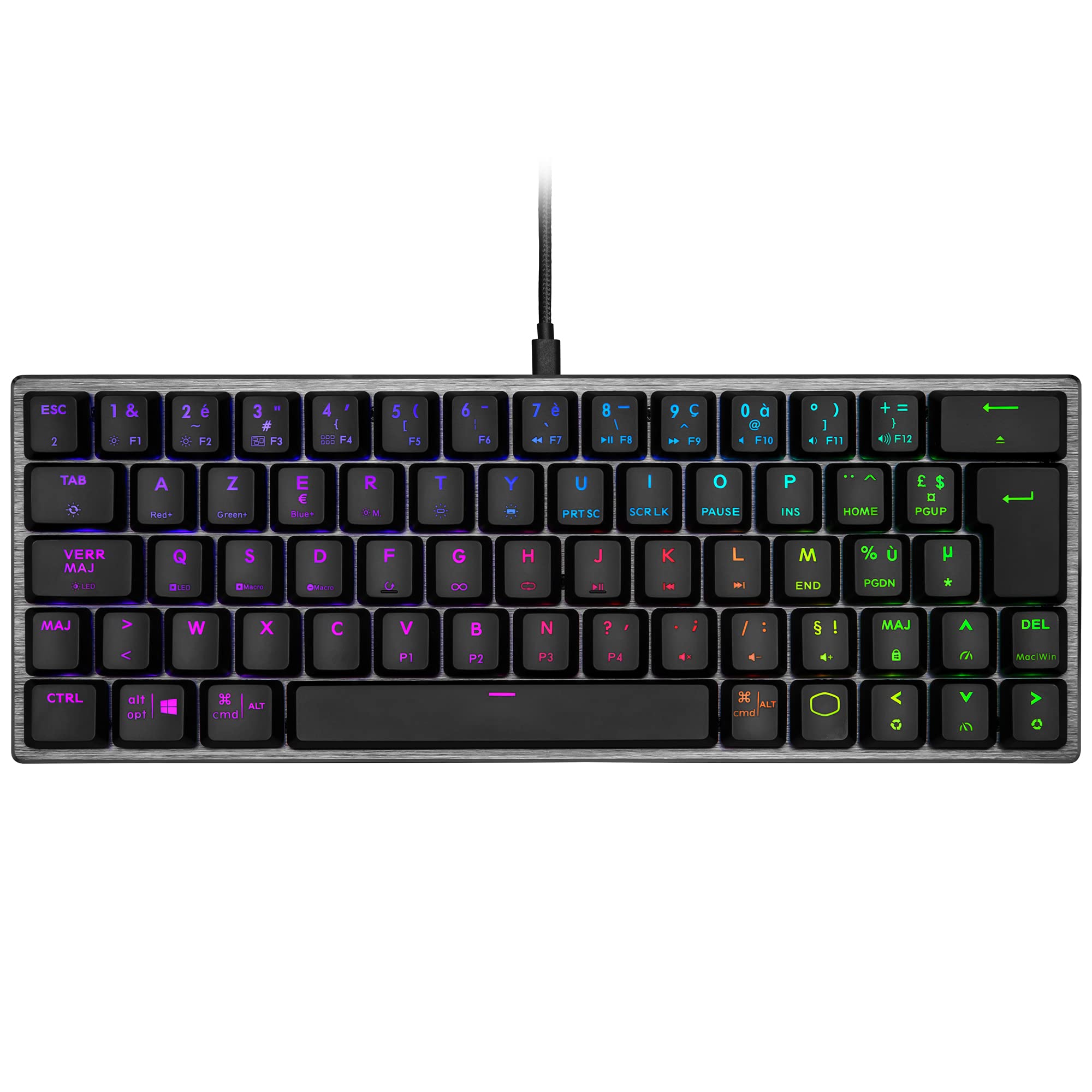 Cooler Master SK620 Teclado para Juegos con Cable - Diseño Compacto del 60%, Teclas mecánicas Planas, iluminación RGB por tecla, Teclas directas, MacOS/Windows Compatible - Diseño Space Grey, FR