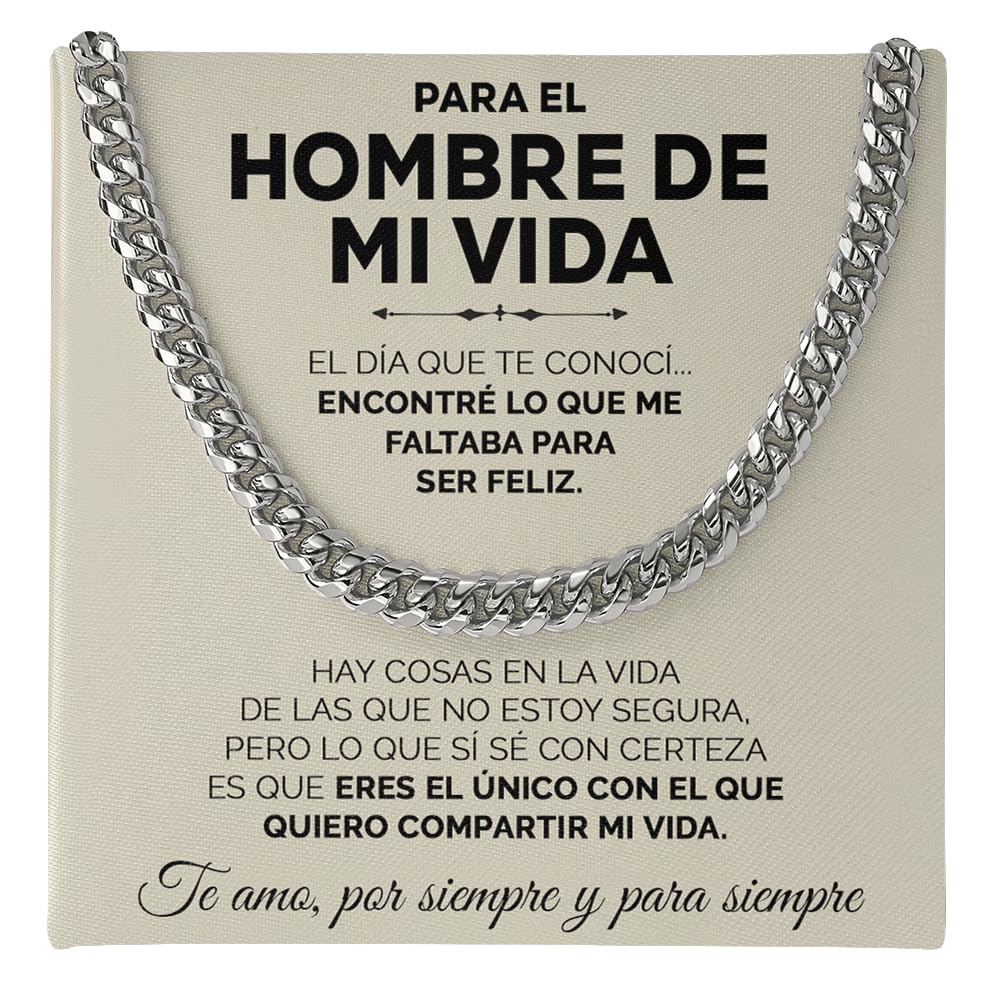 SOFIA FERRER Regalos Originales Para Hombre, Collar Acero Inoxidable, Ideas de Regalos Hombre, Cadena Cubana, Regalo San Valentin Hombre, Collar Hombres, Regalo Novio, Aniversario, Navidad