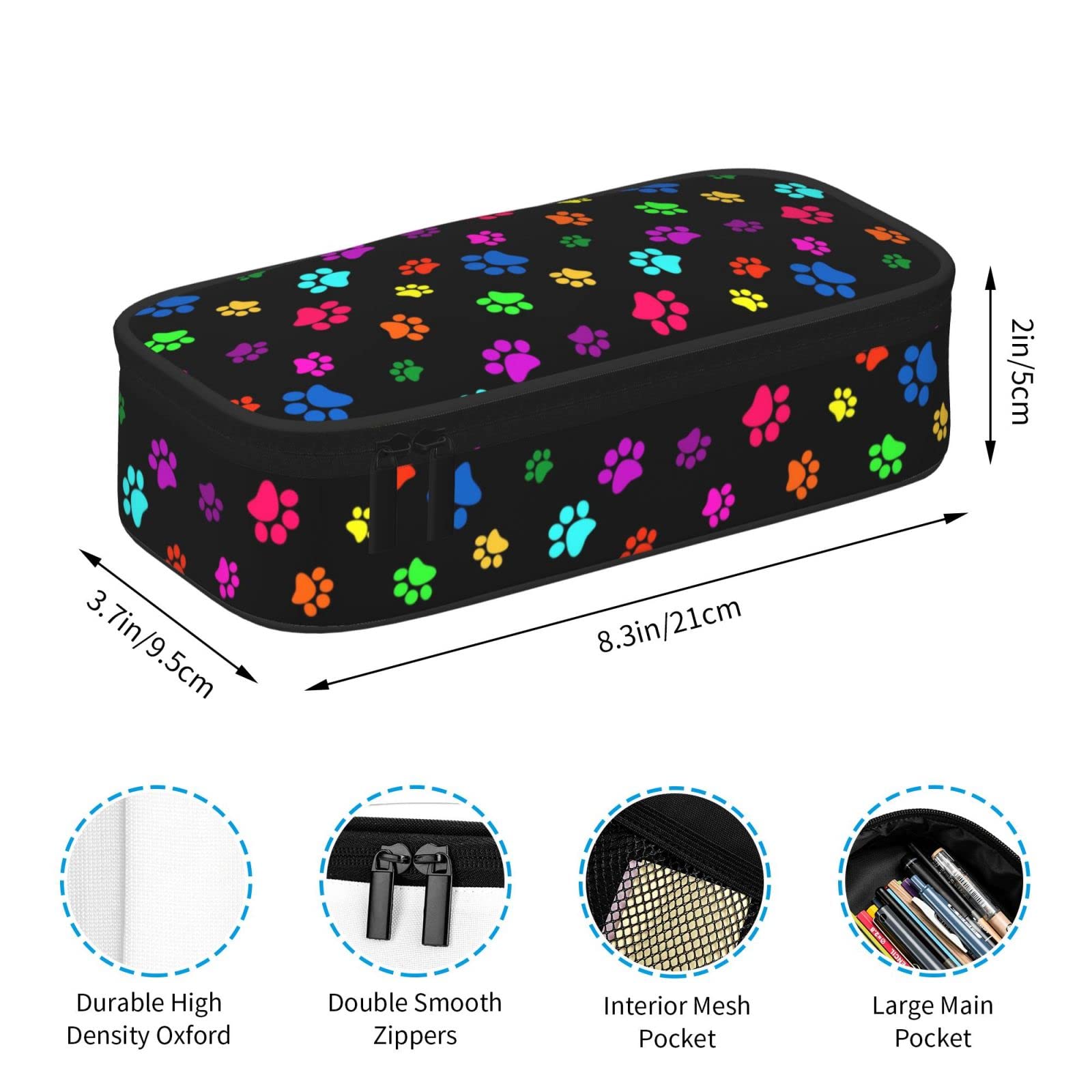 Perinsto Colorido estuche de lápices de patas de animales de perro de gran capacidad, caja de papelería, estuche para lápices, organizador de escritorio para la escuela, oficina, hogar, Patas de perro