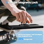 Nillkin Support de bague de téléphone Magsafe Support de poignée magnétique, support de poignée à double face, porte-doigts de fibre de carbone amélioré, accessoires compatibles avec iPhone 17 16 15 14 13 12 Pro Max Google Pixel 10 | Aimants à double face, Fibre de carbone, Compatible