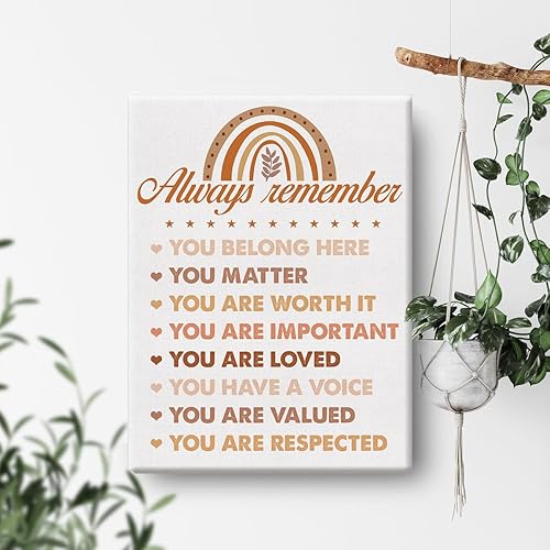 Miniatura 8 de Lienzo decorativo inspirador para el aula, decoración bohemia de diversidad, póster de pintura en lienzo con texto en inglés "Always Remember You