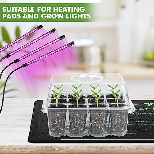 Miniatura 7 de ZOUTOG Bandeja de inicio de semillas, paquete de 15 bandejas reutilizables de germinación de plantas de 180 celdas con cúpula de humedad y orificio