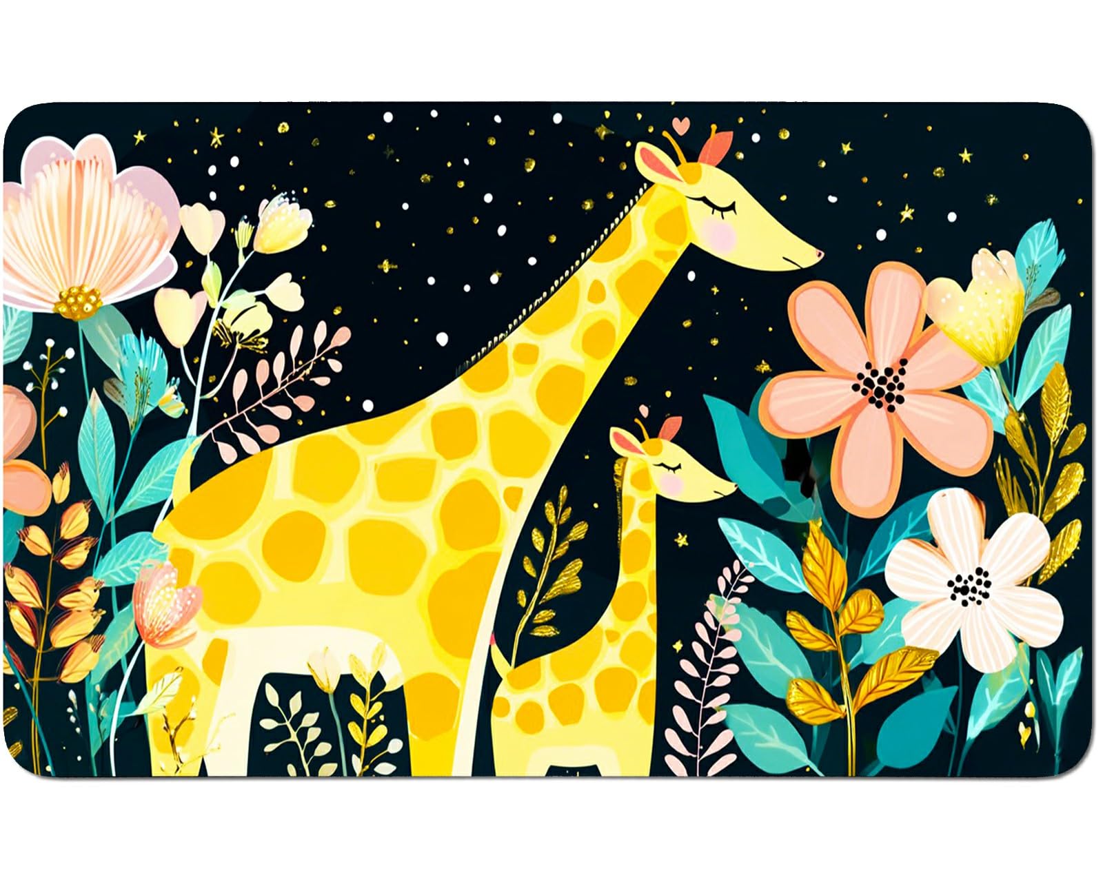 RWUTYTIUL for MTG Card Playmat 24 X 14 Inch with No Zone, Stitched Play Mat for Commander Board TCG RPG CCG Game Desktop Tablet Mouse Pad for Playing Accessories, Yellow Giraffe