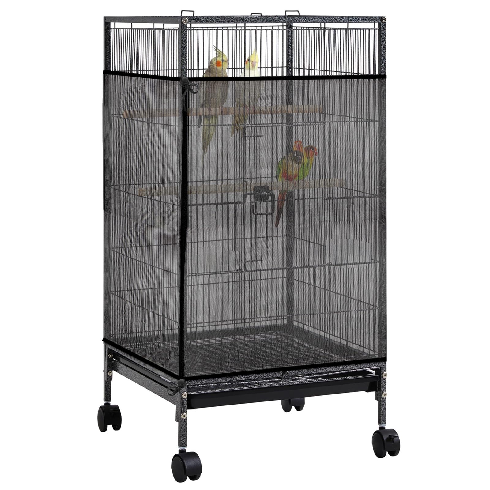 Josojoou Large Bird Cage Seed Catcher 31 x 118 inches Adjustable Soft Airy Skirt Guard Birdcage Nylon Mesh Net, Birdcage Cover Skirt Seed Guard for Parrot Parakeet Macaw Round Square Cages