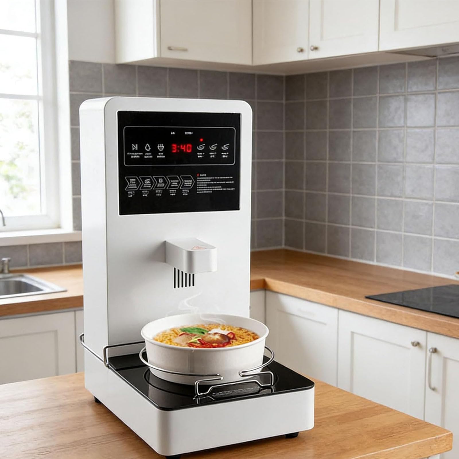 Cuocipasta elettrico commerciale, controllo touchscreen, impostazioni intelligenti della temperatura, timer dell'acqua e allarme anti-bruciatura per scuole e mense, capacità 6 l