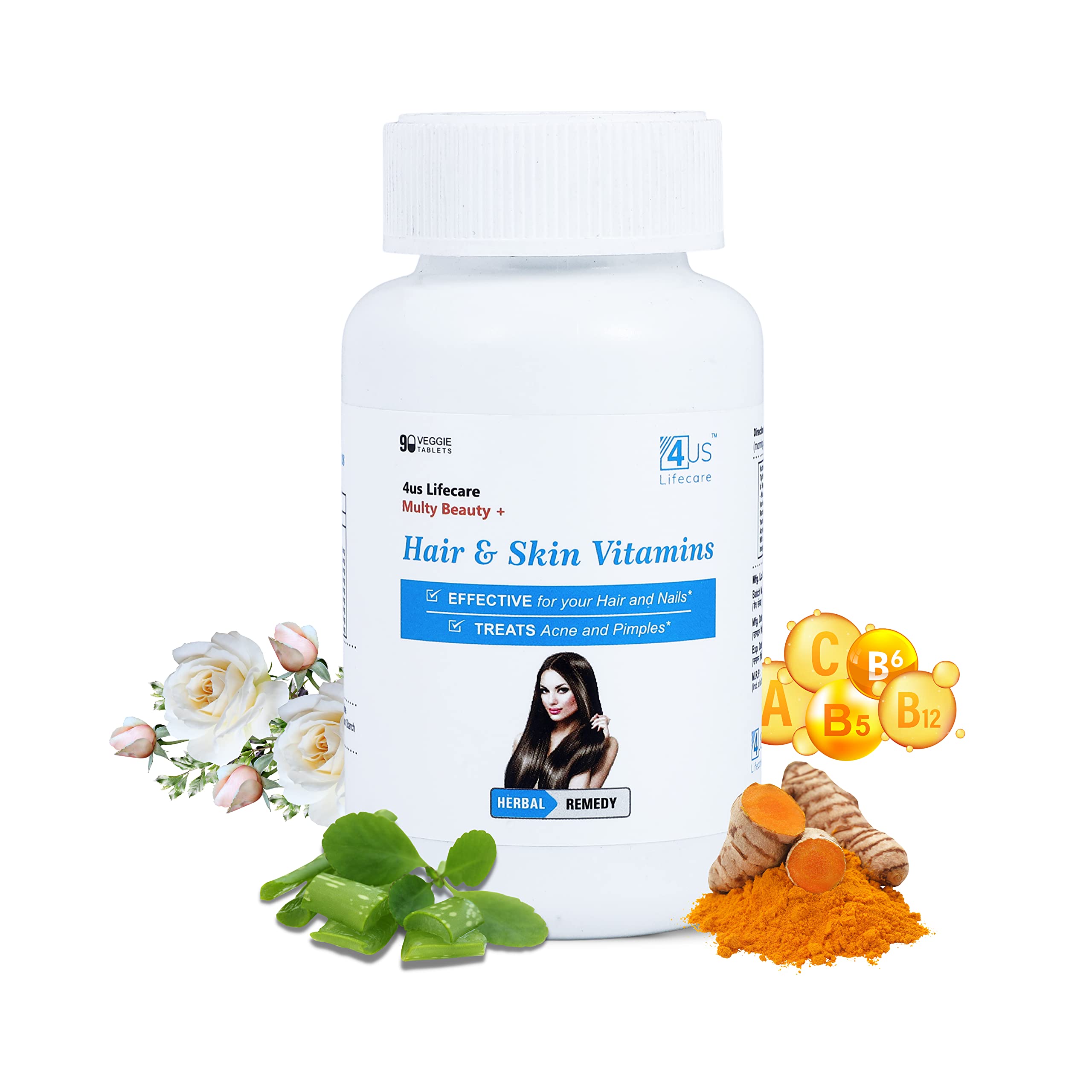 Hair and Skin Vitamins for Men & Women with Biotin, Hyaluronic Acid, Glutathione & 5 DHT Blockers for Hair Growth, Glowing Skin & Strong Nails - 30 Veg Tablets