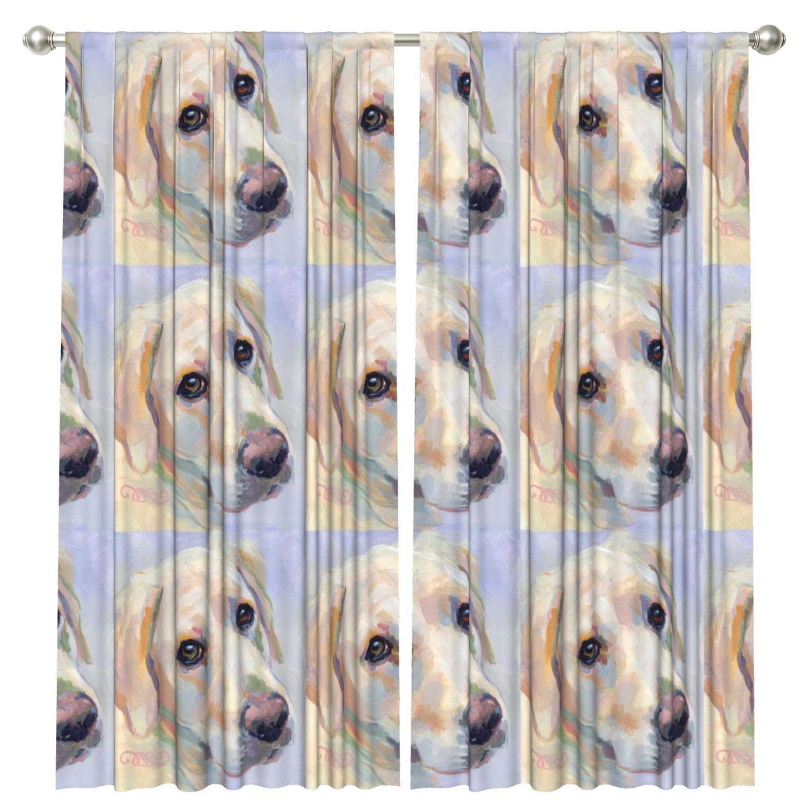 InOmak Cute Labrador Dog, 2 Panels Window Curtains 52 x 84 Inch Blackout Curtains for Living Room Bedroom