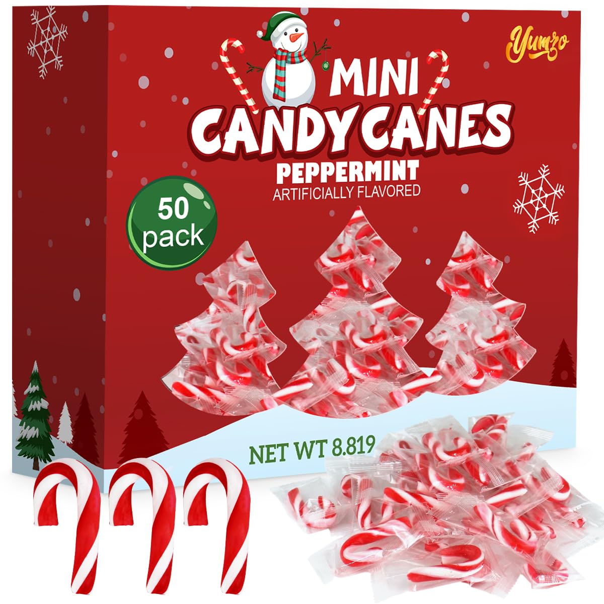 Christmas Mini Candy Canes Classic Red & White Peppermint