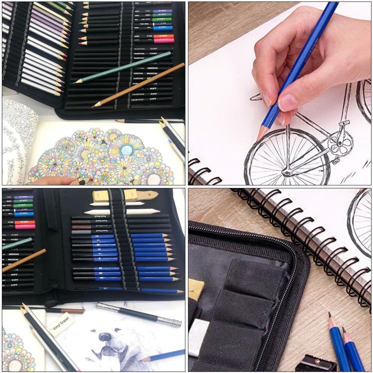 Set da 72 Matite da Disegno Professionale in Legno per Pittura e Colorazione, Kit Pratico e Sicuro per Studenti, Materiali Artistici Ecologici