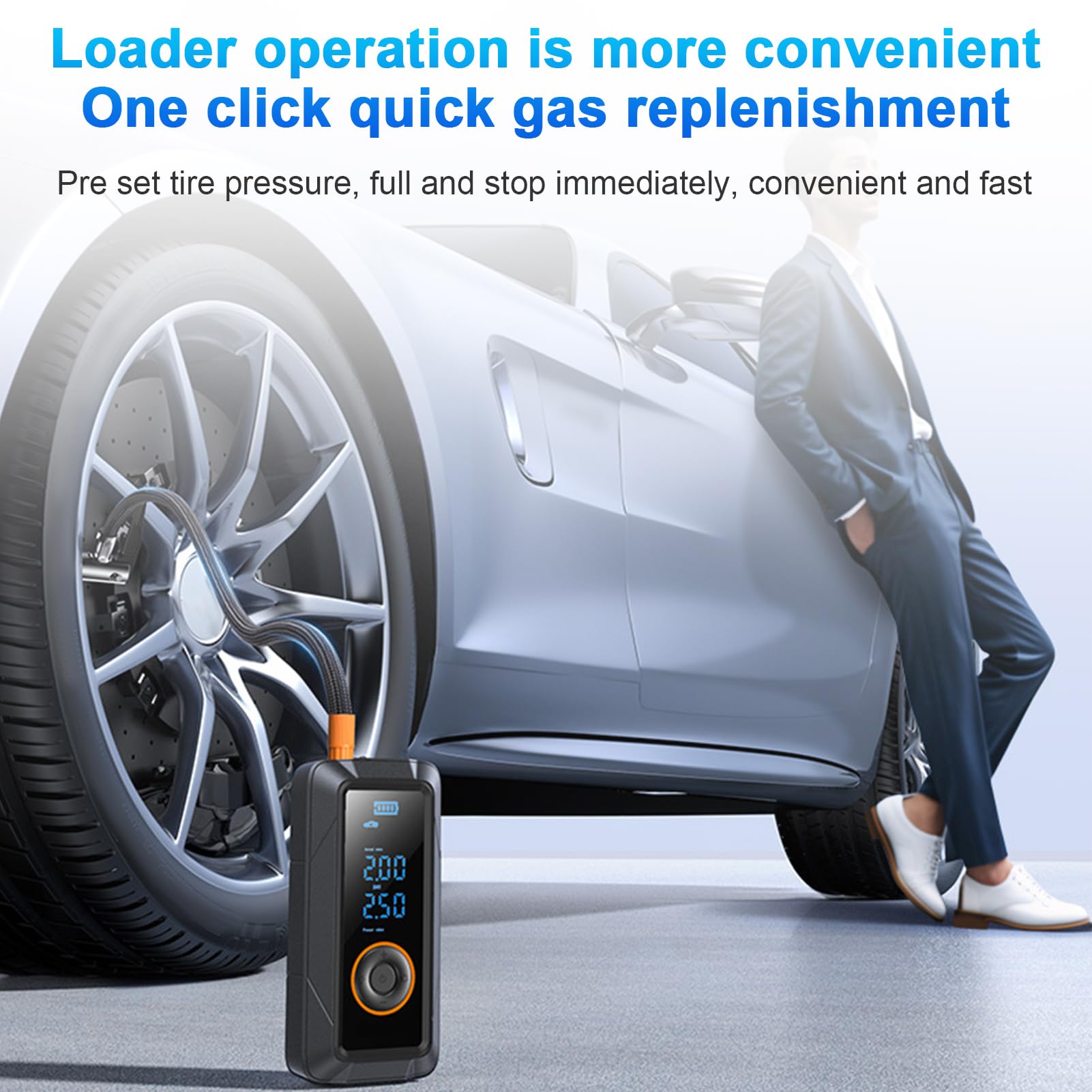 Jiawu Gonfiatore per Pneumatici Senza Fili Gonfiaggio Rapido Efficiente per Auto, Palloni Sportivi Compressore d'Aria Portatile per Strumento di Emergenza All'aperto