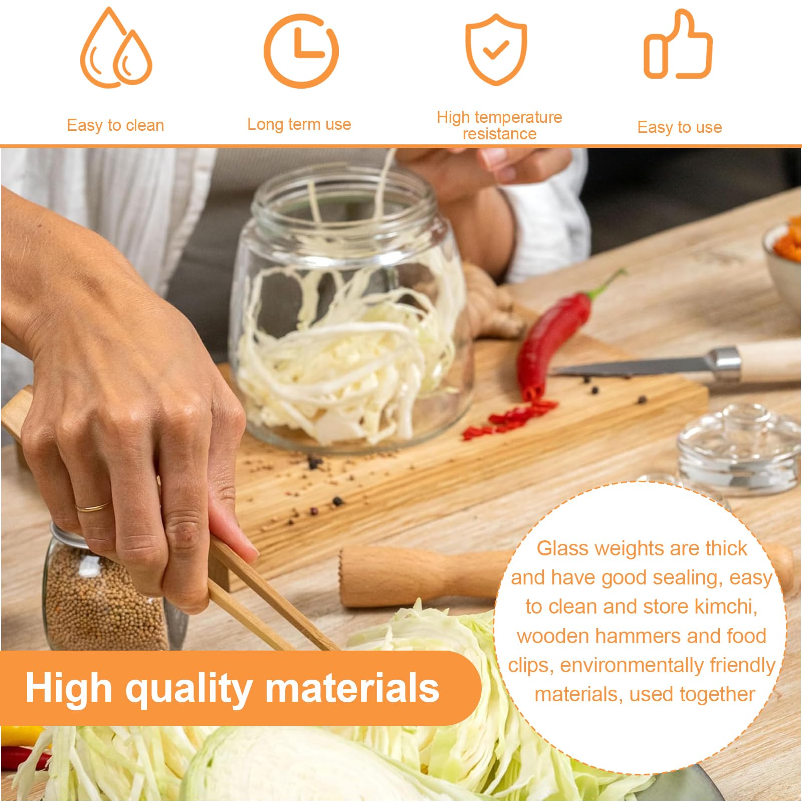 Accesorios de Fermentación, Pesas de Vidrio con Asa y Válvula para Chucrut, Kimchi