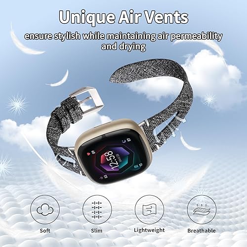 Miniatura 2 de VEAQEE Bandas tejidas para Fitbit Versa 4Sense 2SenseVersa 3 para mujeres y hombres, cómodas correas de repuesto de tela delgada, pulseras