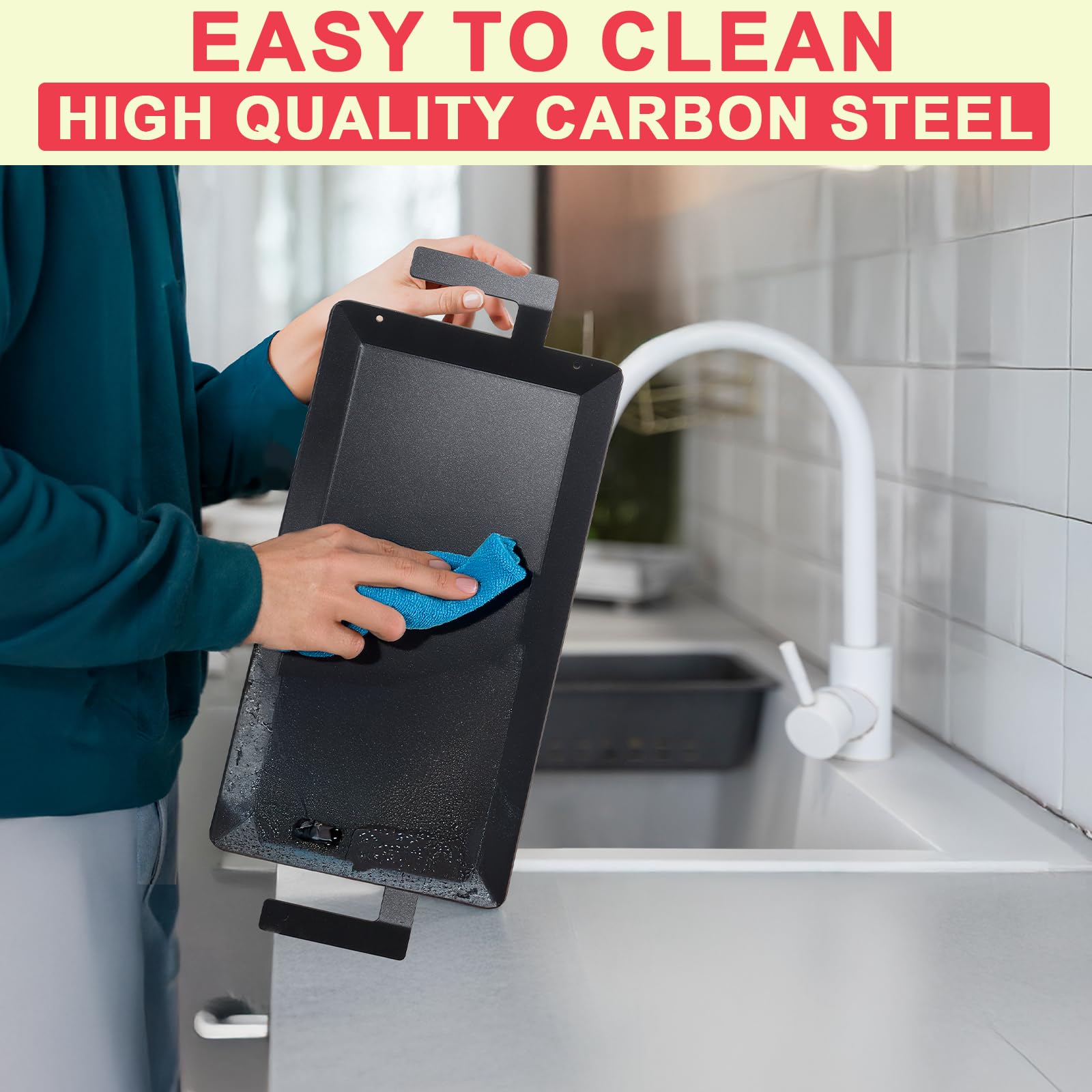 Plancha universal de acero al carbono para parrilla de gas, sartén para estufa, horno de estufa versátil, placa de inducción, placa superior plana para Charbroil, etc. Parrilla de gas y carbón de 24 x 6
