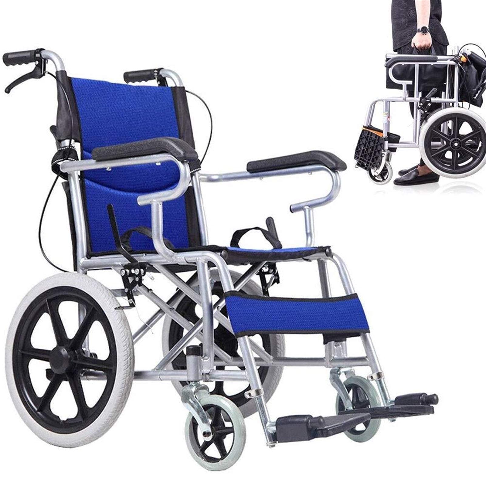 Lightweight Folding Wheelchair - Medical Frame Plating Manual Wheelchair - Hand Push Wheelchair Walker for Elderly; Disabled Transport Wheelchairs for Adults Drive