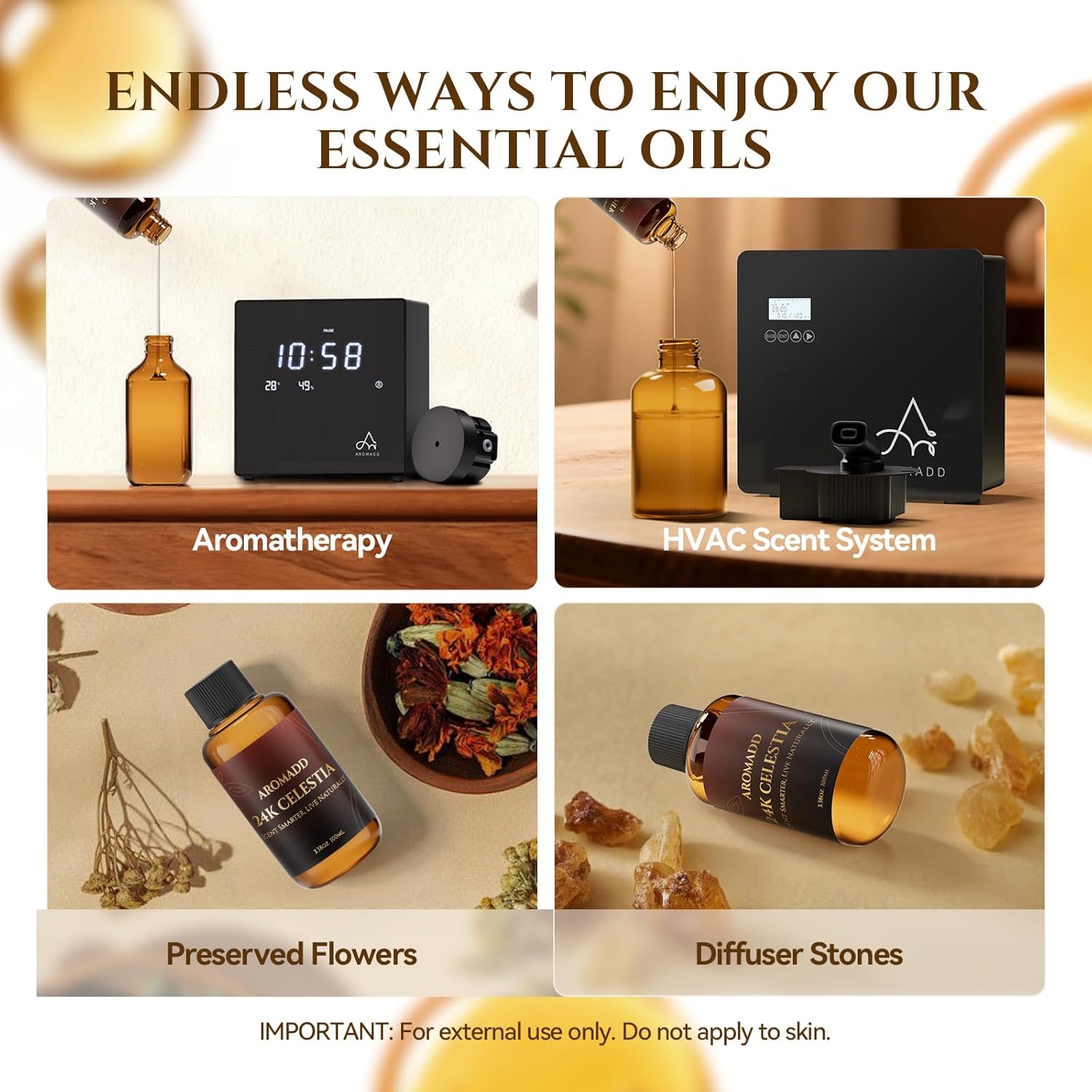 AROMADD AROMADD 24K Celestia Diffuser Oil Inspired by Luxury Hotel Scent 3.38 Fl Oz (100ml), Aroma Diffuser & Hotel Fragrance Diffuser Oil, Essential Oil Diffuser for Aromatherapy, Long-Lasting