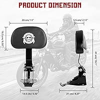 Vista 2 de INNOGLOW Respaldo de conductor ajustable para motocicleta con respaldo para el piloto con patrón de calavera, kit de montaje en brazo negro