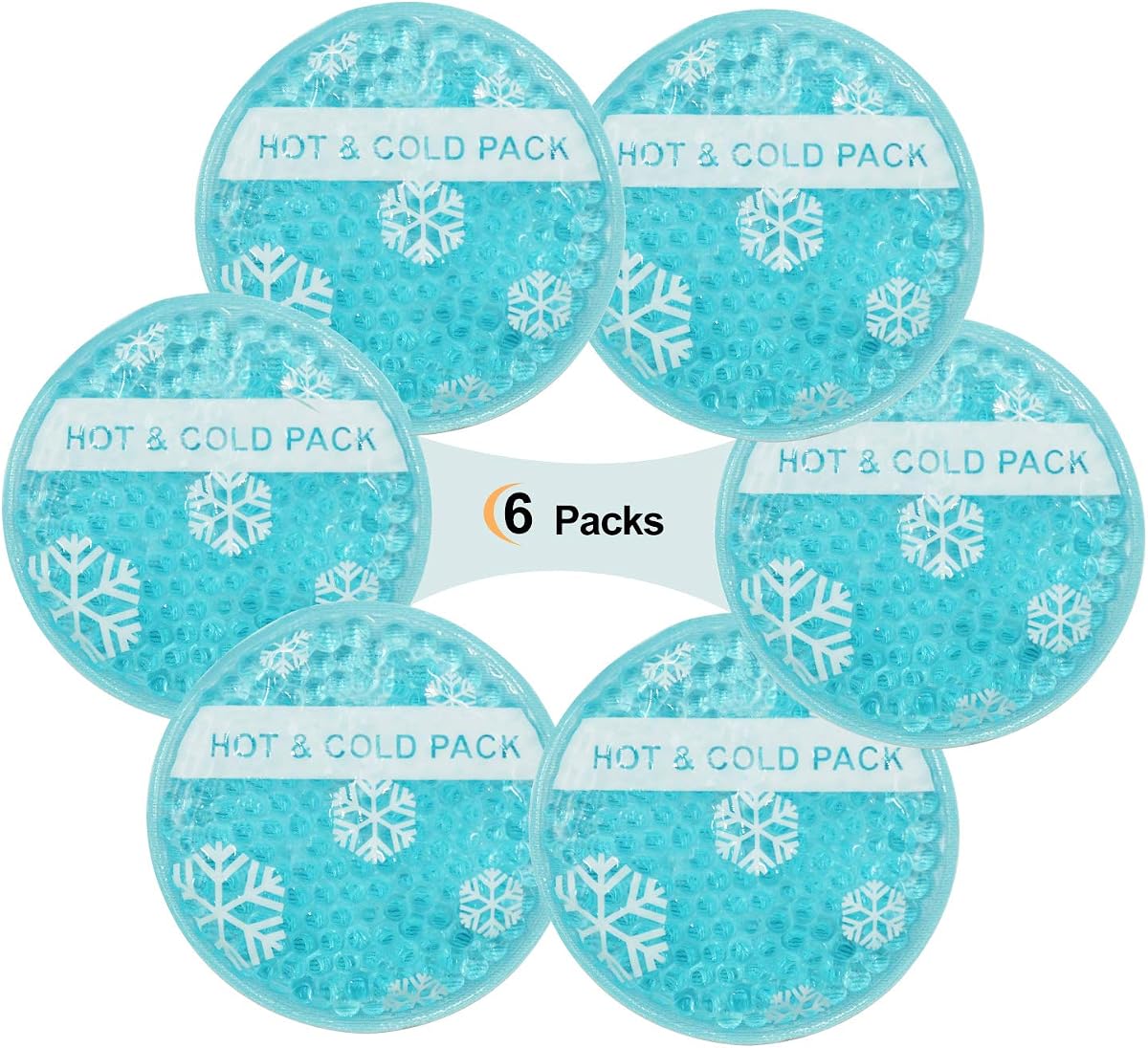 OLESILK Small Round Gel Beads Ice Packs with Cloth Backing, 6 Packs | Reusable, Hot and Cold Therapy for Breastfeed Injury, Kids Pain Relief, Headache, Tired Eyes, Wisdom Teeth, Sinus Relief