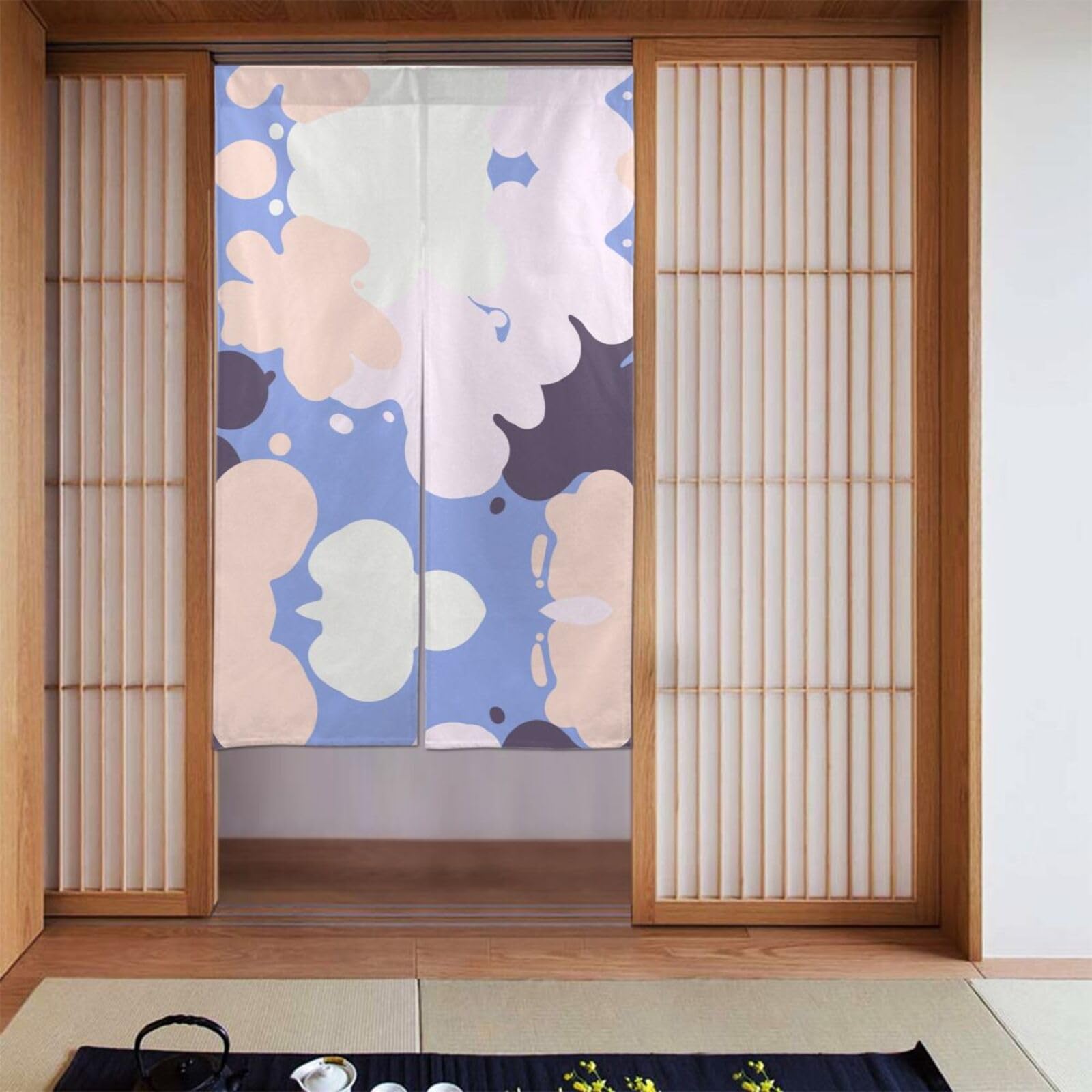 BWPDPXFJ Door Curtain Polyester 86x143cm Rod Pocket 2 Panel Room Divider Light Filtering Abstract