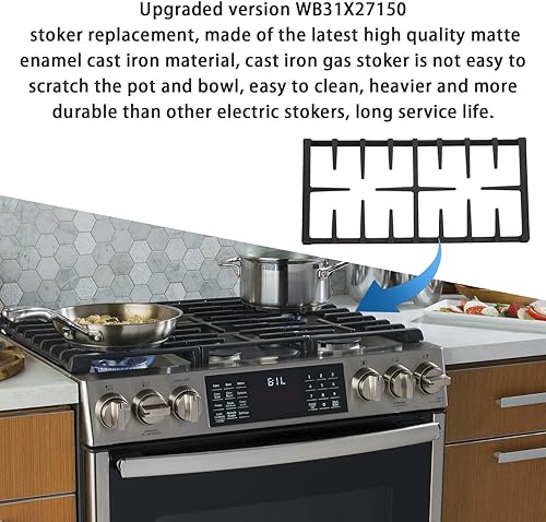 Miniatura 6 de WB31X27150 Piezas de repuesto de rejilla central Gratefor GE Gas Stove Reemplazar WB31X24737 AP5985159 Gas Range Quemador Rejilla