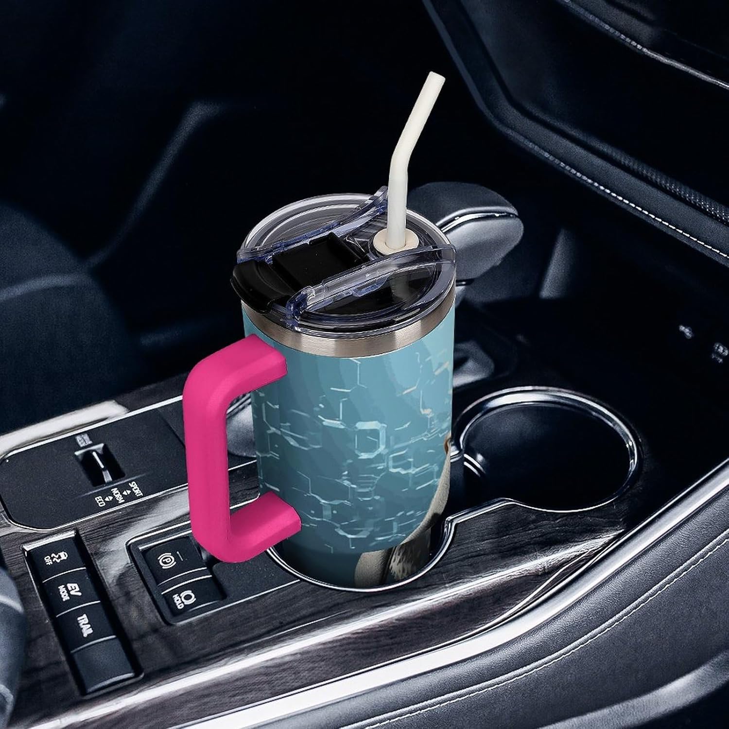 40 Oz Insulated Mug with Handle, Stainless Steel Penguin with Glasses Printed Travel Mug Portable Leak-proof Large Car Mug for Home, Office Or Car