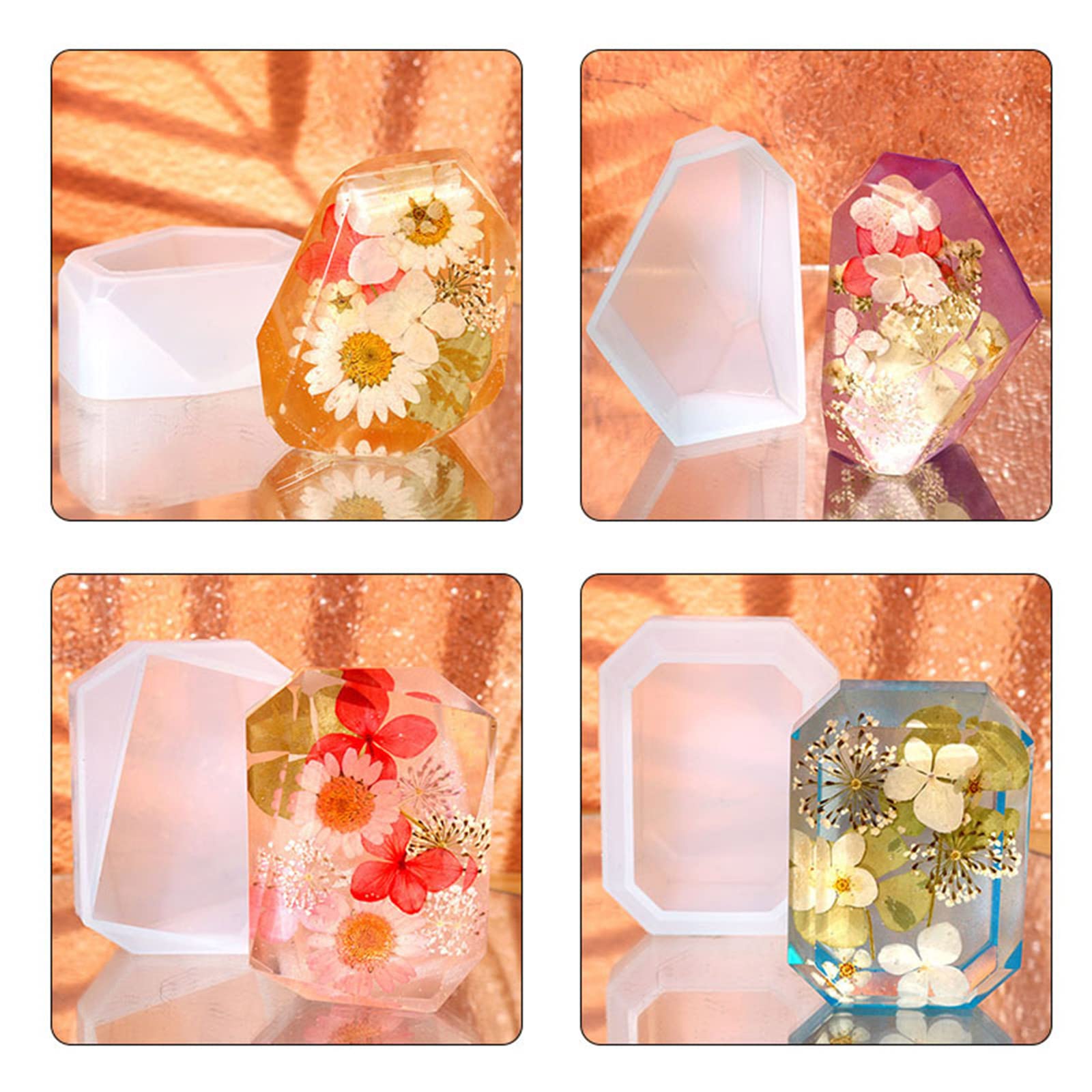 Forma de piedras preciosas, molde de resina epoxi de cristal de silicona para flores, conservación, resina sintética, piedra artificial, jabón, fabricación de velas, moldes de vela de silicona para