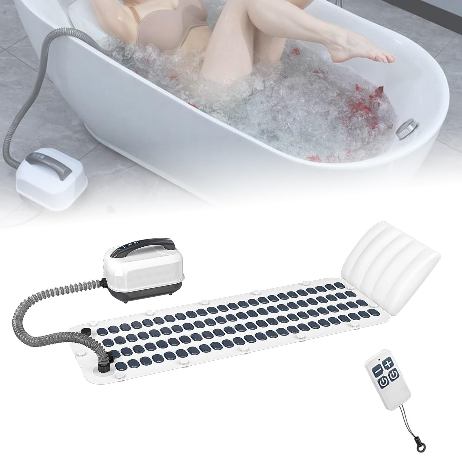 Máquina de spa para baño con alfombra de masaje de 6 velocidades y burbujas