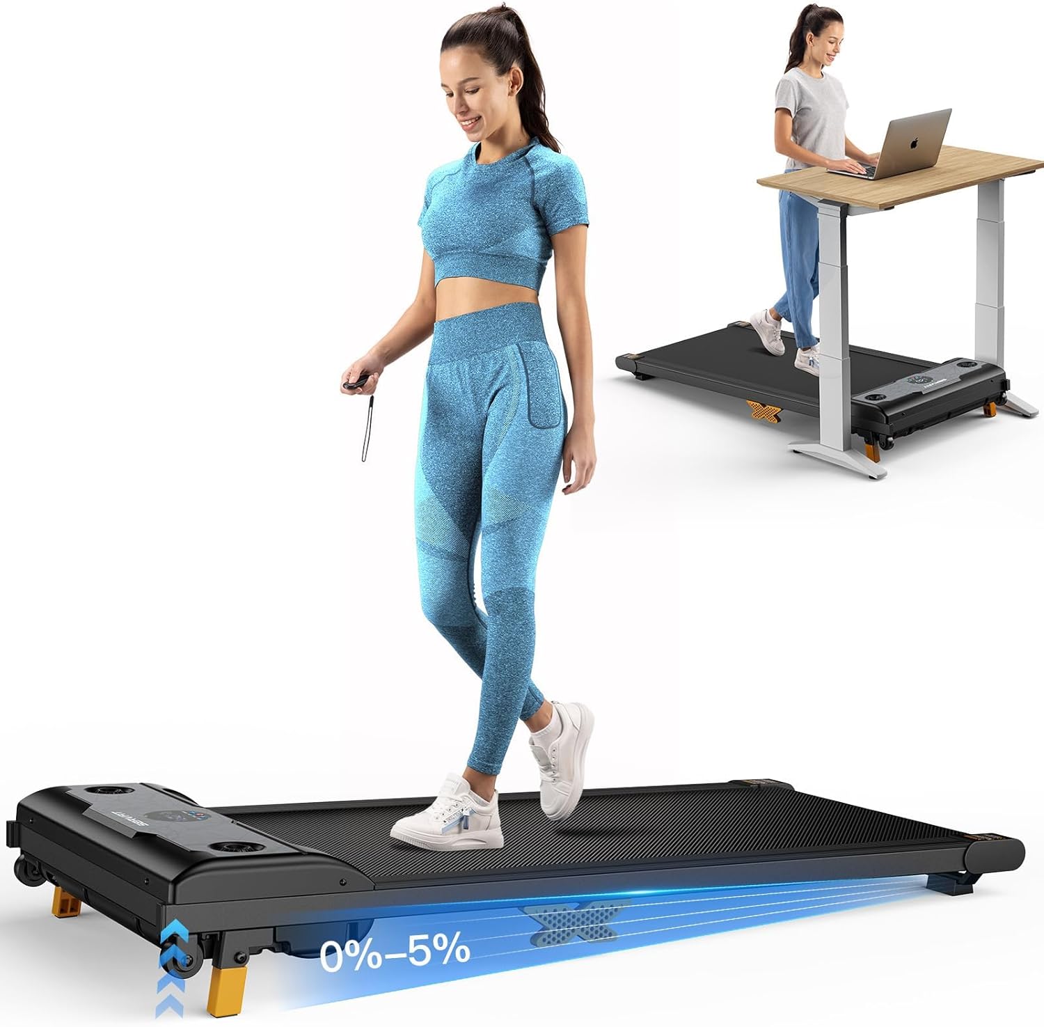 Walking Pad, Under Desk Treadmill with Incline, 3 in 1 Portable Walking Treadmill with Remote Control, LED Display, Hidden Safety Switch, Mini Walking Jogging Machine for Home Office black