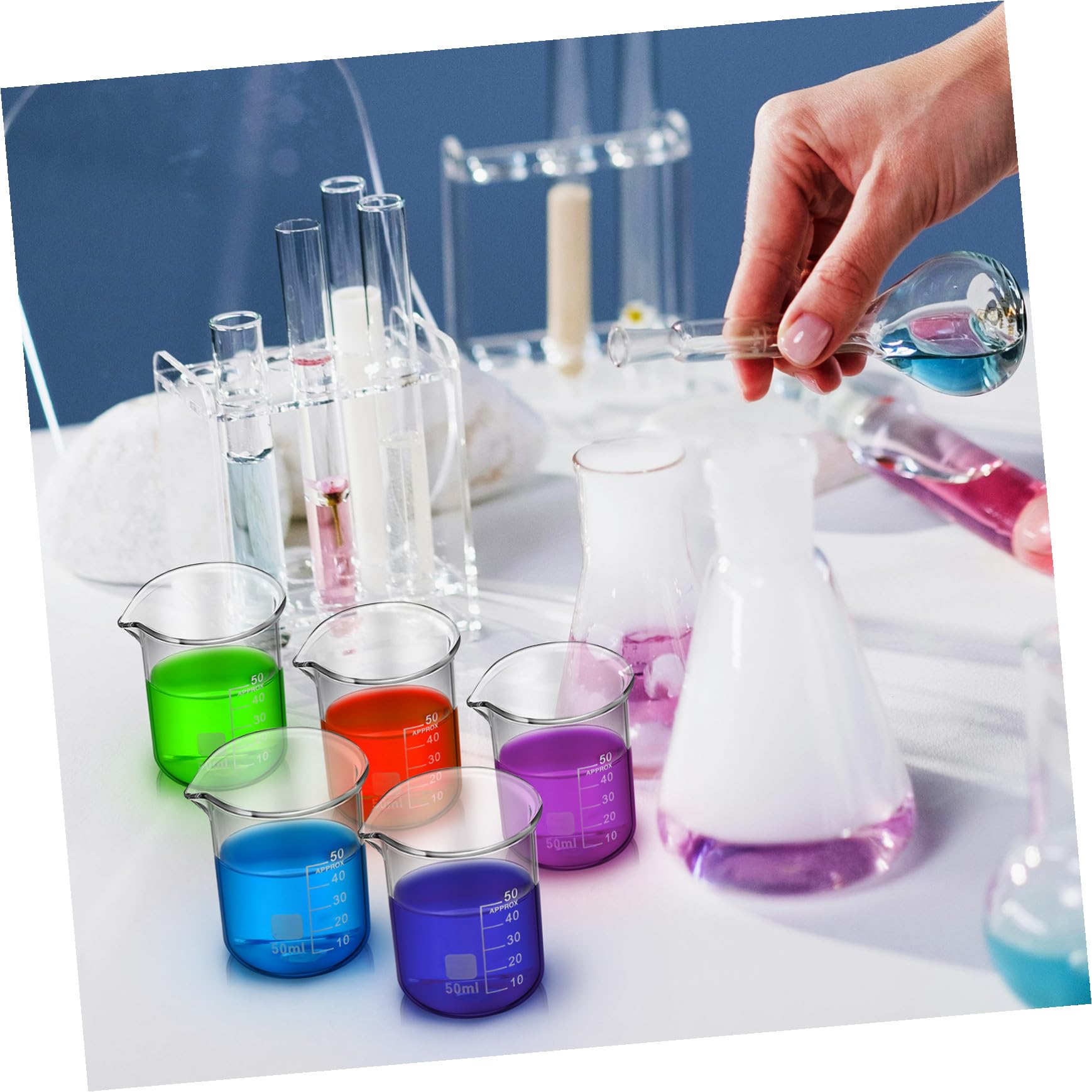 DOITOOL Vasos de Precipitados y Vidrio Transparente 20 de 50ml Medición Precisa Uso Versátil para Laboratorio Suministros Científicos
