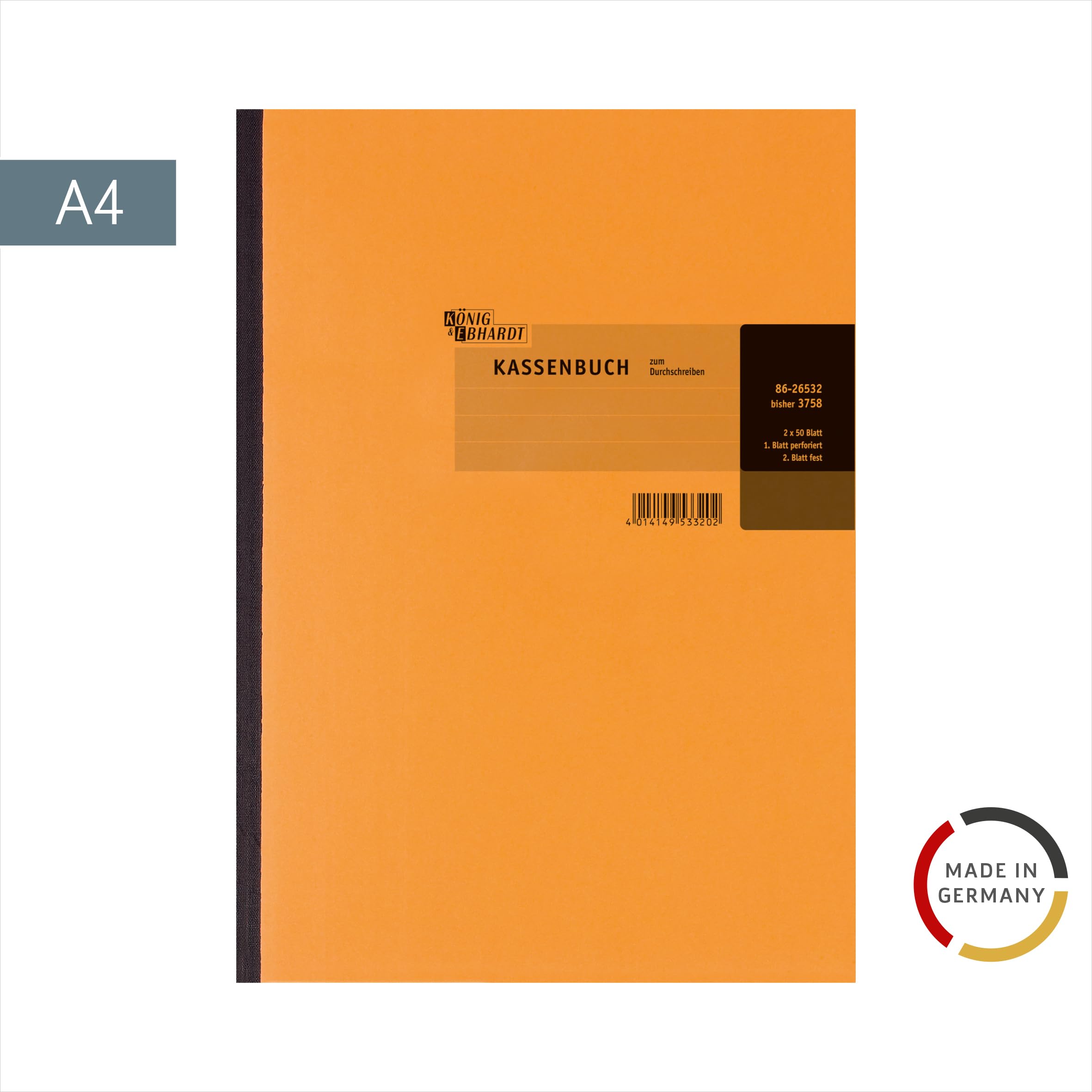 König & Ebhardt 8626532 Geschäftsbuch / Kassenbuch (A4, zum Durchschreiben 2 x 50 Blatt Klebebindung)