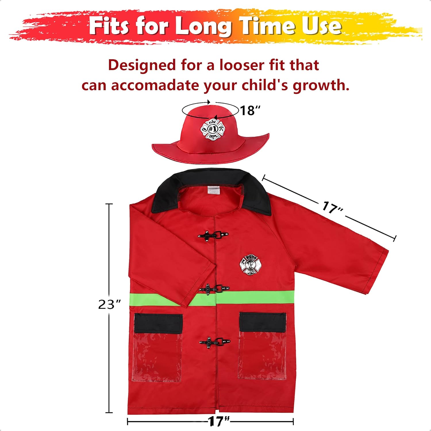 iPlay, iLearn Kids Firefighter Costume, Toddler Fireman Dress up, Fire Pretend Chief Outfit, Halloween Role Play Career Suit W/ Walkie Talkie Hose, Party Birthday Gift for 3 4 5 6 7 Year Old Boy Girl : Toys & Games