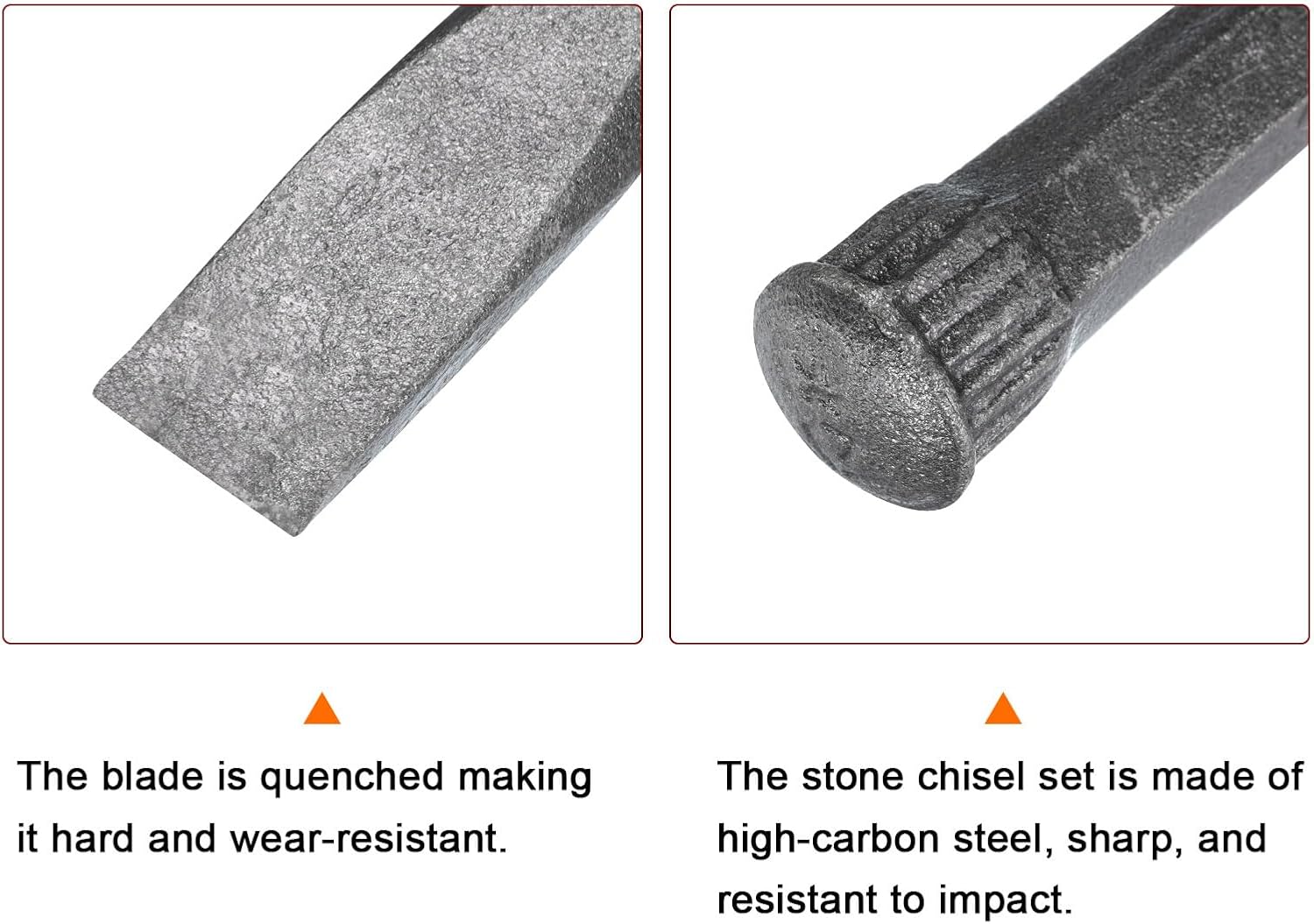 HARFINGTON 2pcs Masonry Chisel for Rock 14 Inch Flat Head High Carbon Steel Rock Concrete Mortar Stone Chisel Brick Chisel for Stone Brick Breaking Carving Demolishing Splitting