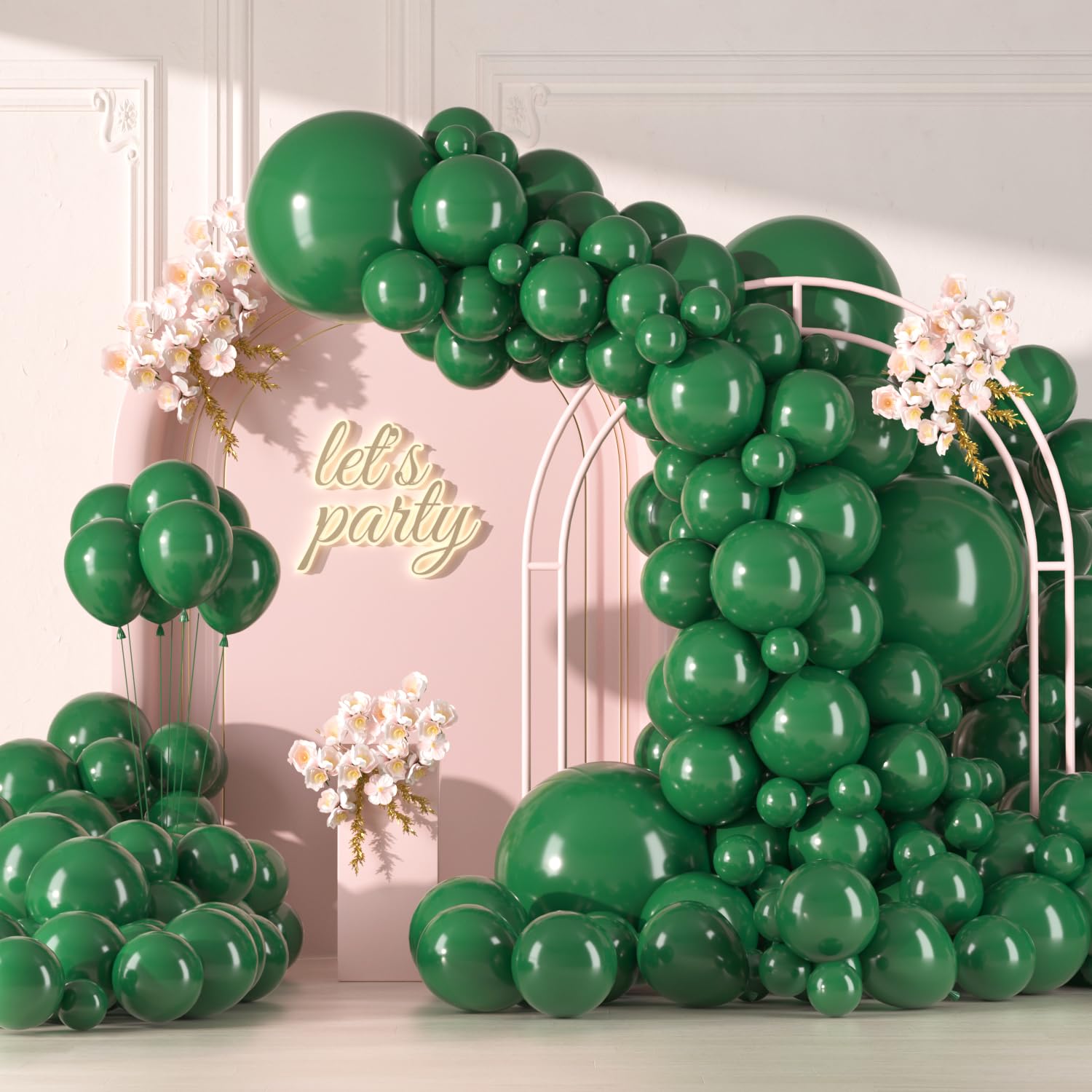 146pcs Dark Green Balloons Garland Arch Kit, 18 12 10 5 Inch Different Size Pack Latex Party Balloons for Birthday Baby Shower Wedding Christmas Masquerade Party Decorations