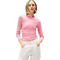 Tommy Jeans Donna Maglietta Maniche Lunghe Slim Fit Essential in Cotone