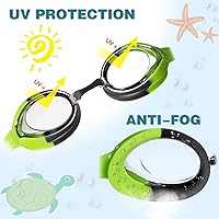 Vista 4 de Gafas de natación Keary Kids para niños pequeños, niños y jóvenes (3-12), antiniebla, impermeables, anti-UV, visión clara, gafas de piscina