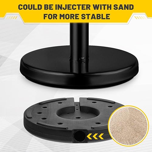 Miniatura 4 de Juego de 6 postes de acero inoxidable con corona superior de 5 pies y 3 piezas de cuerda de terciopelo y postes de control de multitudes, base hueca