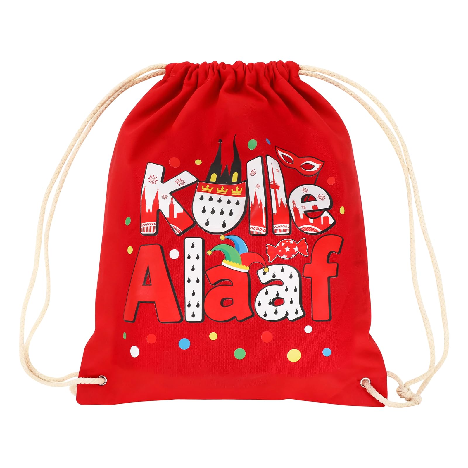 DPKOW Rote Tasche Köln Turnbeutel Rucksack Mädchen Jung Damen Herren Kölner Karneval Kostüm Accessoires Fasching, Karneval Köln Tasche Kölsche Geschenke Jeck