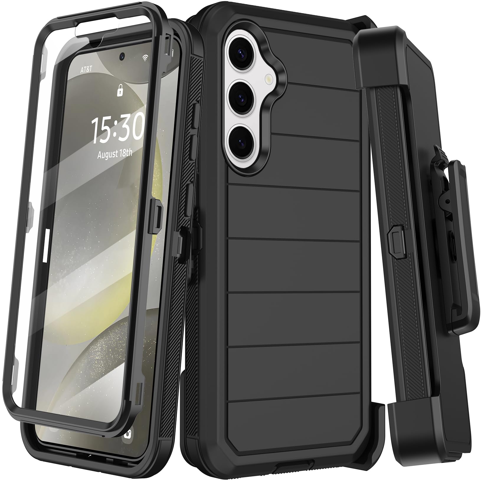 KECAI for Samsung Galaxy S24 Plus Case with Belt Clip Holster & Kickstand,Built-in Screen Protector,Heavy Duty Shockproof Drop Protection Military