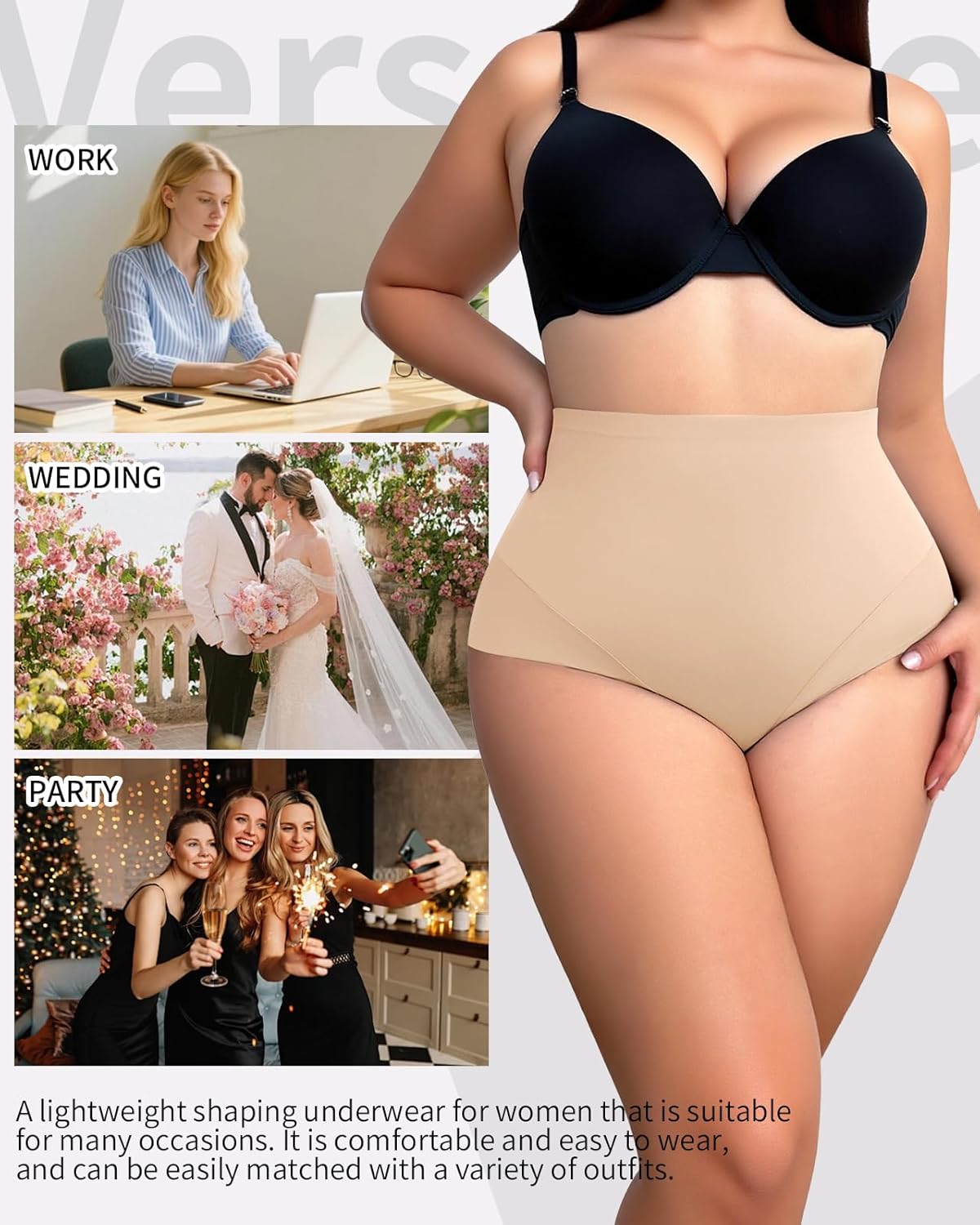 Plus Size High Waisted Shapewear Briefs Cotton Tummy Control Underwear Cotton Crotch Stretch Panties - Image 5