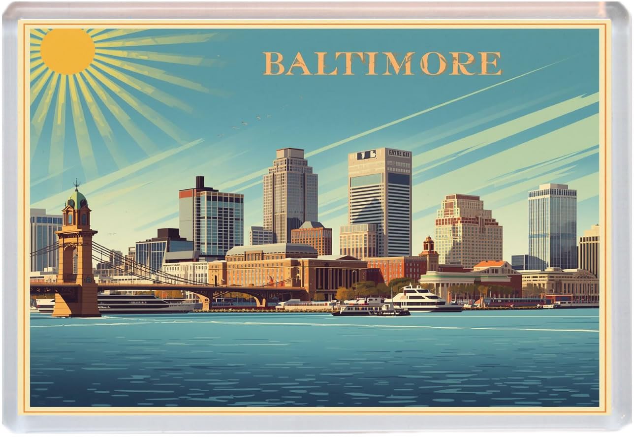 Baked Bean Store Multicolor Baltimore - Maryland - Jumbo Artistic Fridge Magnet 96 X 67Mm Bbsfhm3200