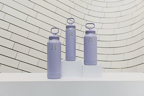 Miniatura 6 de Takeya Botella de agua deportiva de acero inoxidable con triple aislamiento de 22 onzas, tapa con popote, a prueba de fugas, resistente al sudor,