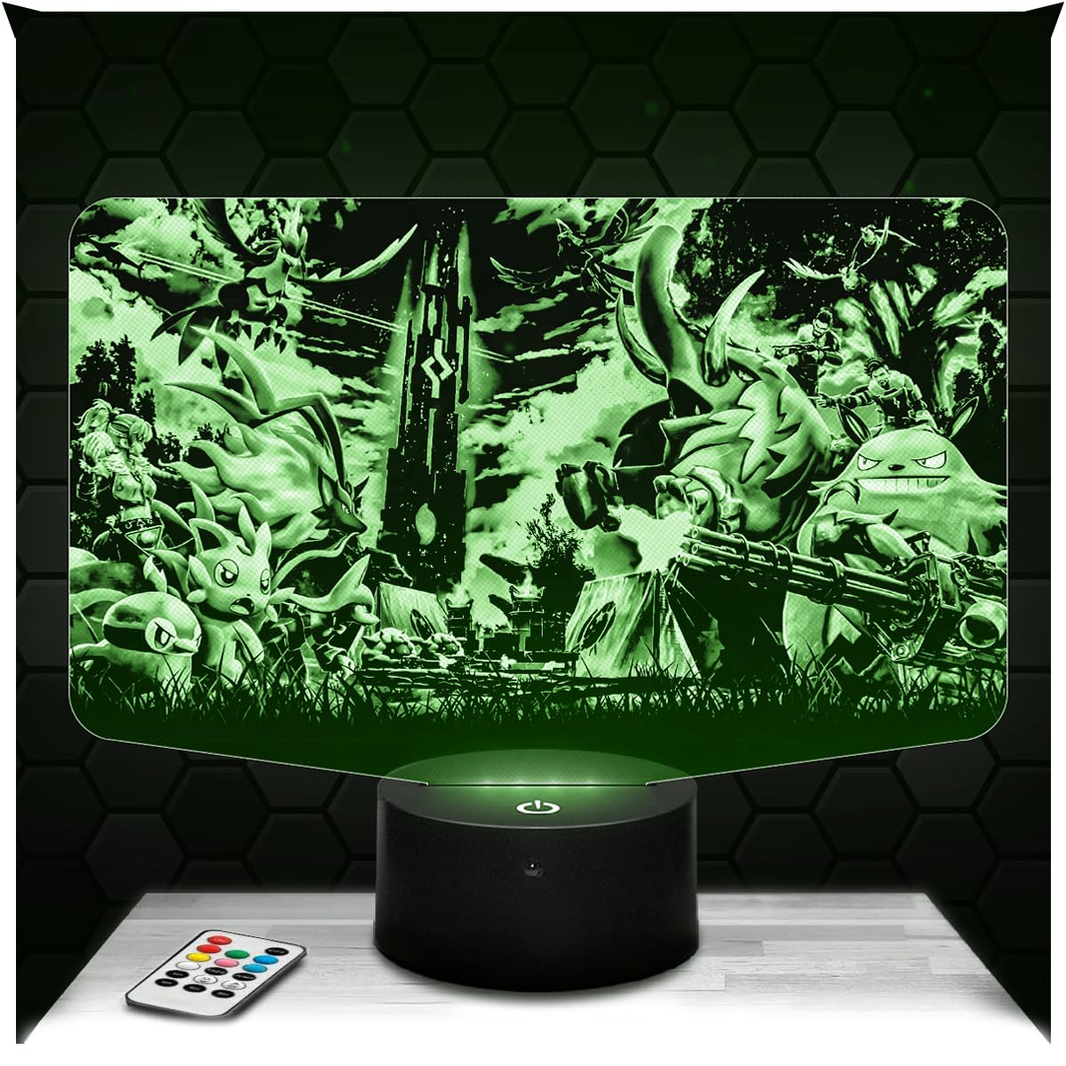 Lampephoto.fr - 3D Lamp Pal World, Video Game Geek Gift for Men, Gamer, Touch LED Night Light, 3D Hologram Effect, Christmas Birthday Gift Idea for Men and Women, Room Decoration Object