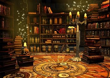 7X5Ft Halloween Backdrop Spooky Witch Room Magical Library Mysterious Alchemy Lab Halloween Party Decoration Banner Photography Portrait Background Vinyl Photo Studio Booth Props