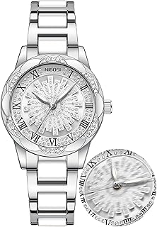 Armbanduhr Damen Analoges Quarz Modieuhr Roségold Diamantzifferblatt Einzigartige Uhr mit drehbarem Zifferblatt Exklusiv für Frauen entworfen Exquisite modische Luxusuhr aus Edelstahl