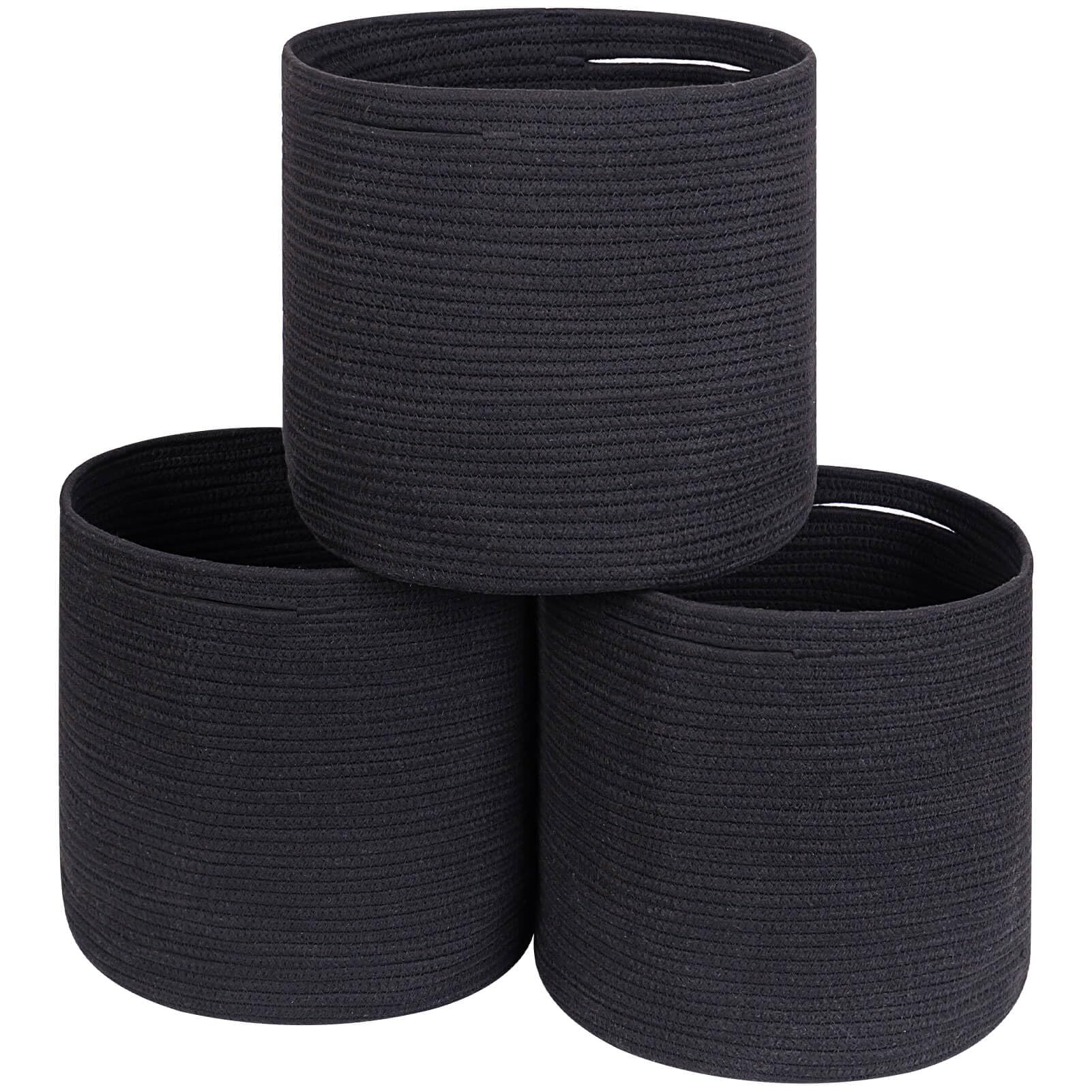 CubesLand Cubes Storage Basket Bins for Cube Storage Organizer/Shelves,13x13” Woven Storage Cubes Basket Bins for Organizing,Stylish&Soft Nursery Basket,Black Basket Bin Set 3,Home Decor 12.6x12.6’’