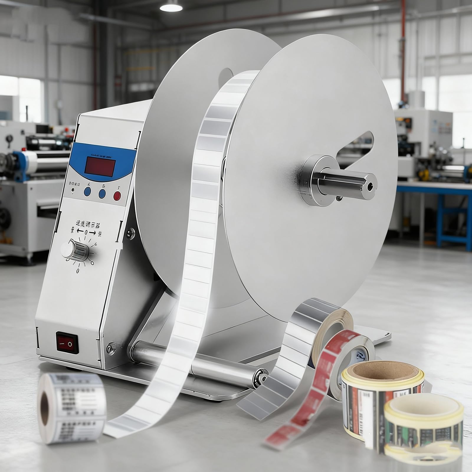 Gykozy Automatic Label Rewinder Two-Way Operation Adjustable Speed Fits Labels Up To 115Mm Wide Outer Diameter 218Mm Pull Rod For Various Labels