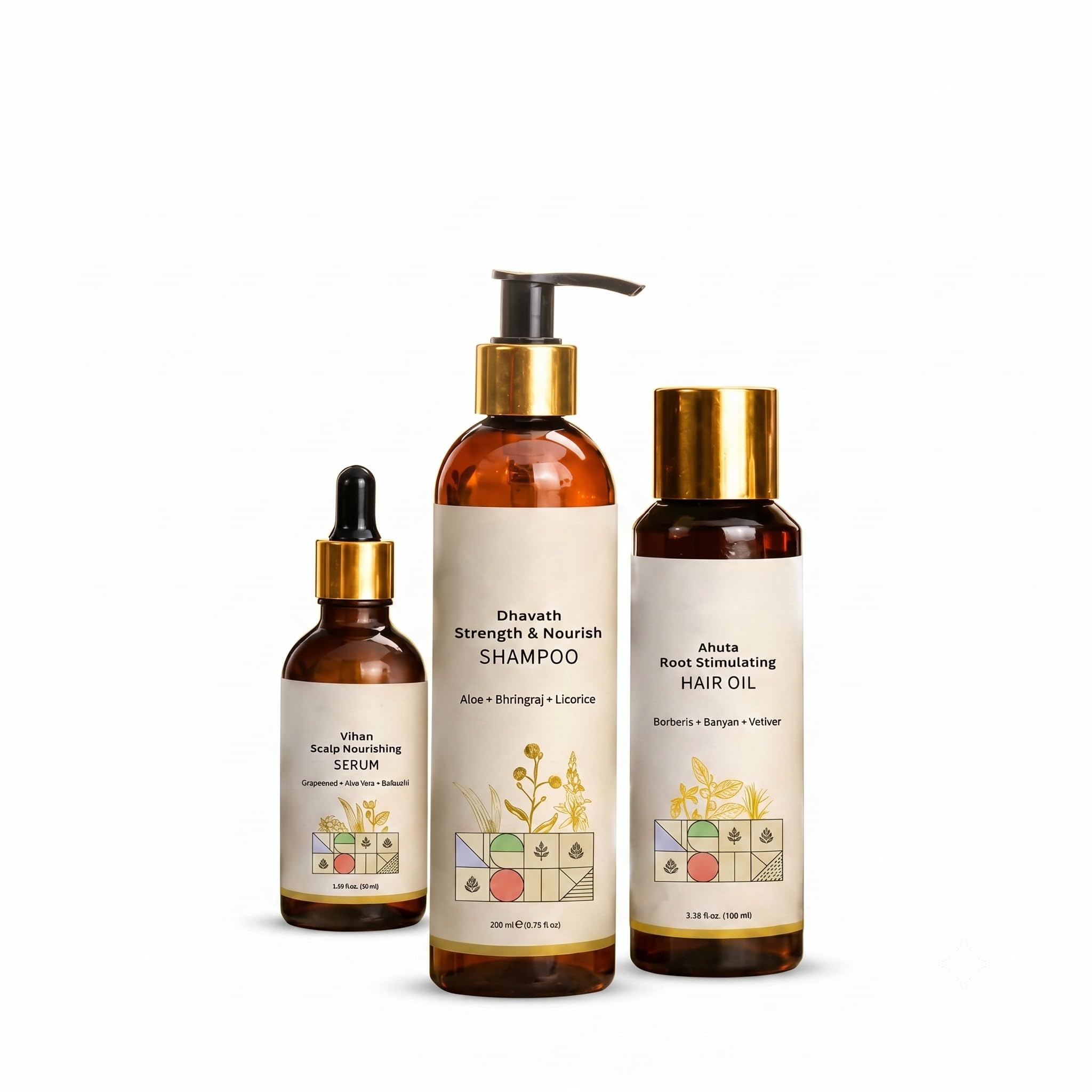 Herbal Hair Care Combo Kit – Strength & Nourish Shampoo 200ml + Root Stimulating Hair Oil 100ml + Scalp Nourishing Hair Serum 50ml | Hair Fall Control, Scalp Care, Hair Growth Support-image-6