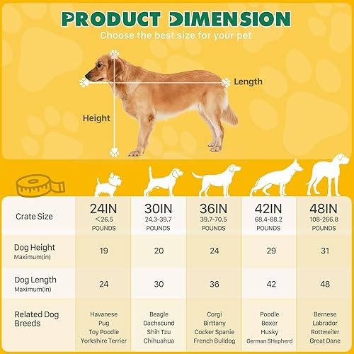 Miniatura 3 de DUMOS Jaula para perros, jaula grande de doble puerta de 48 pulgadas con bandeja de plástico a prueba de fugas, plegable de alambre de metal de