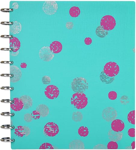 Vista 436 de Talia - Agenda personalizable con aros, (Fireworks Deep Lake, con discos Deep Lake, tamaño mediano (7.5 x 9.75 pulgadas).